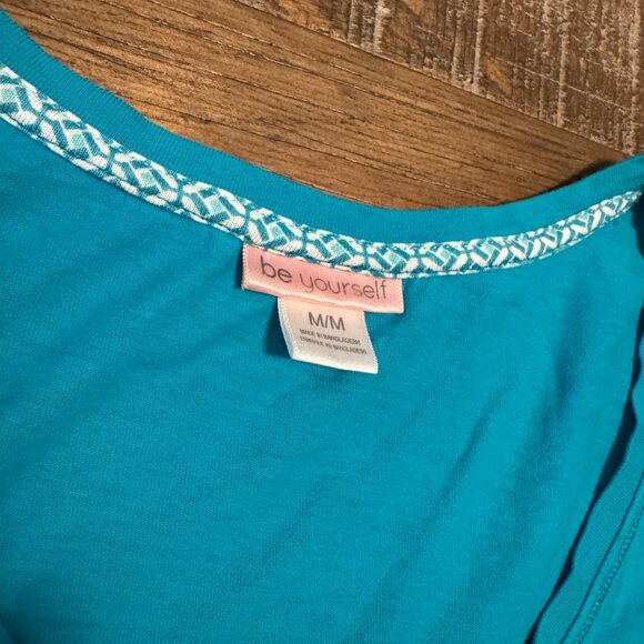 Be Yourself Women Teal Short Sleeve T-Shirt M - Picture 5 of 7